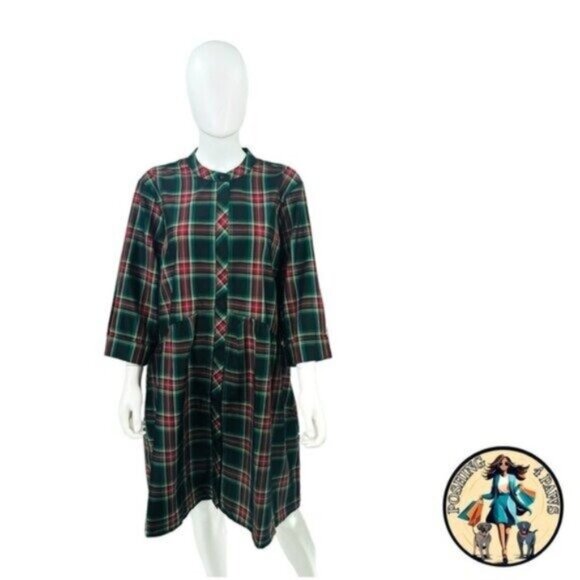 Tuckernuck | NEW Festive Plaid Tartan Royal Shirt Mini Dress Size M - Picture 7 of 15